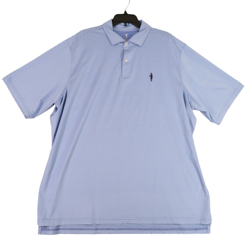 Fairway Greene Performance Golf Polo XXXL Blue White Stripe Stretch USA Made